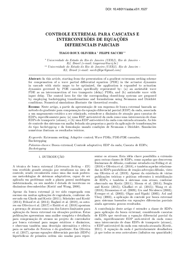 (PDF) Controle Extremal Para Cascatas e Interconexões De Equações ...