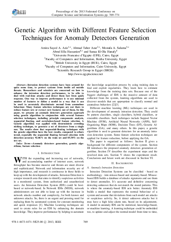 (PDF) Genetic algorithm with different feature selection techniques for ...