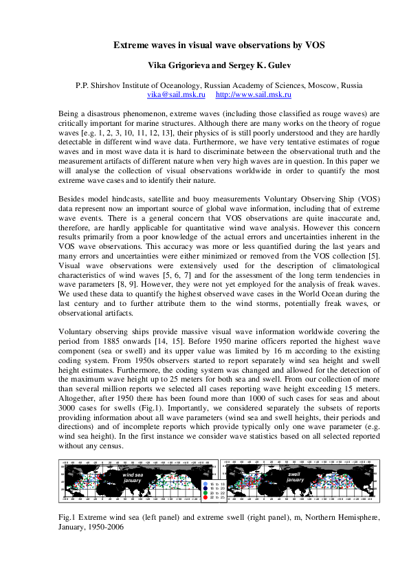(PDF) Extreme waves in visual wave observations by VOS