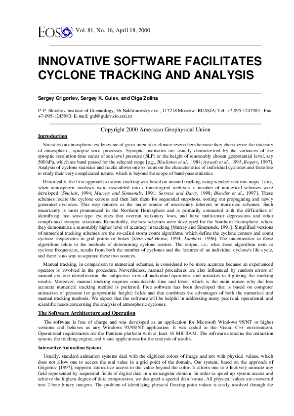 (PDF) Innovative software facilitates cyclone tracking and analysis