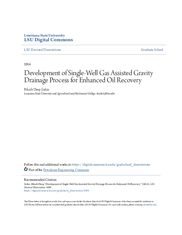 (PDF) Development of Single-Well Gas Assisted Gravity Drainage Process ...