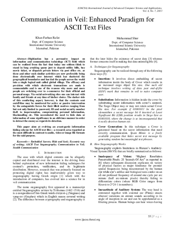 (PDF) Communication in Veil: Enhanced Paradigm for ASCII Text Files