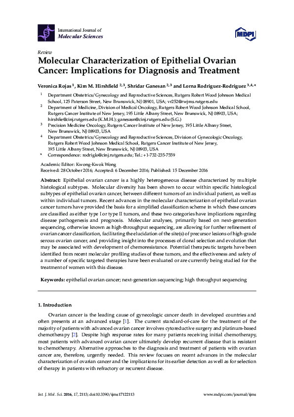 (PDF) Molecular Characterization of Epithelial Ovarian Cancer ...