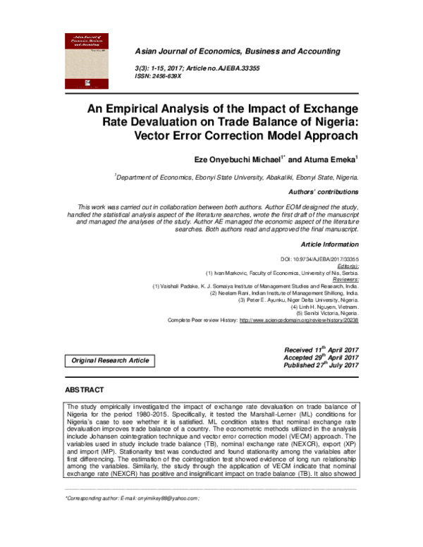 (PDF) An Empirical Analysis of the Impact of Exchange Rate Devaluation ...