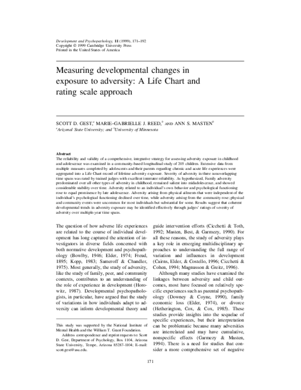 (PDF) Measuring developmental changes in exposure to adversity: A Life ...