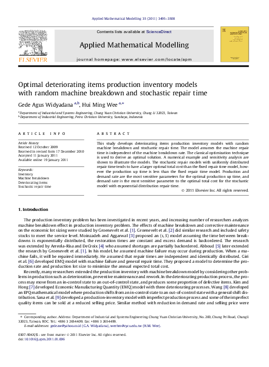 (PDF) Optimal deteriorating items production inventory models with ...