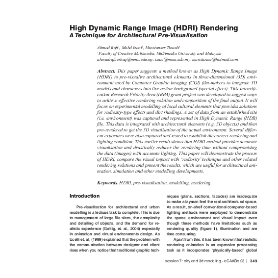 (PDF) High Dynamic Range Image (HDRI) Rendering