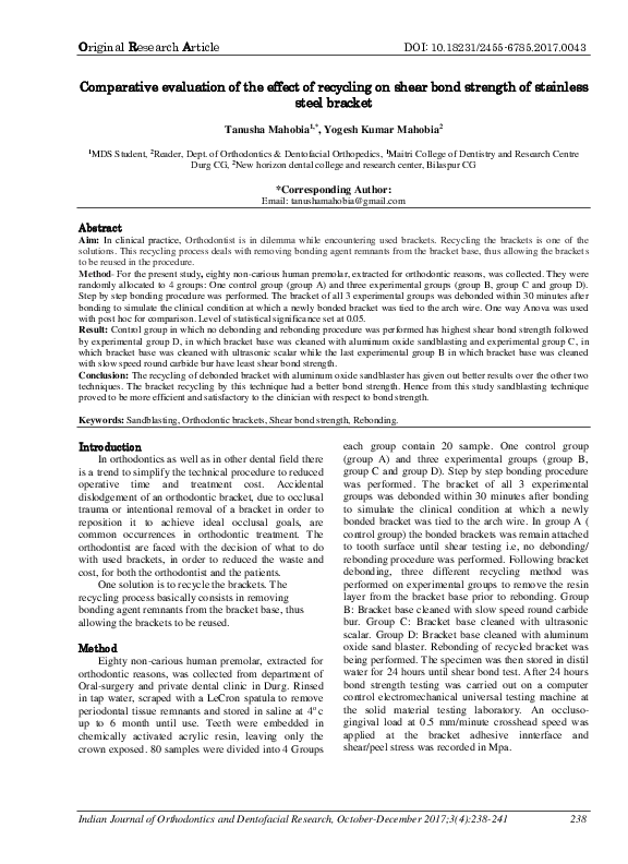 (PDF) Comparative evaluation of the effect of recycling on shear bond ...