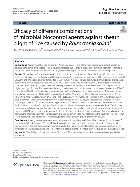 (PDF) Efficacy of different combinations of microbial biocontrol agents ...