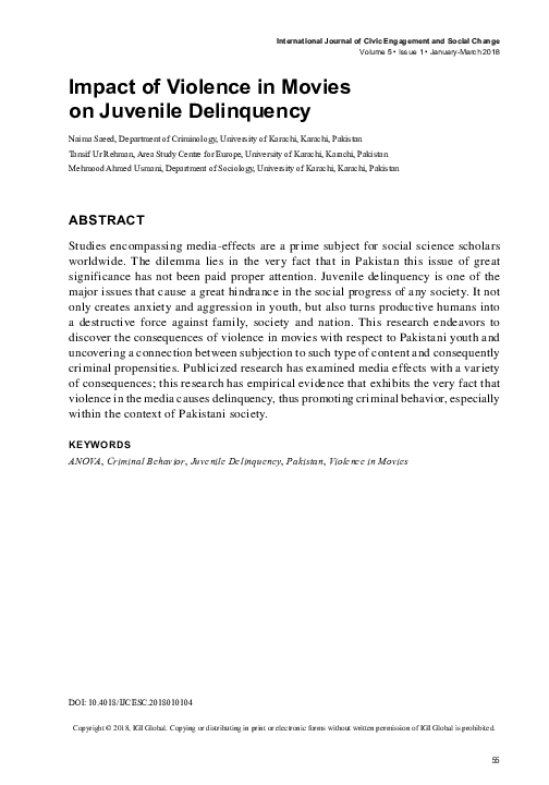 (PDF) Impact of Violence in Movies on Juvenile Delinquency