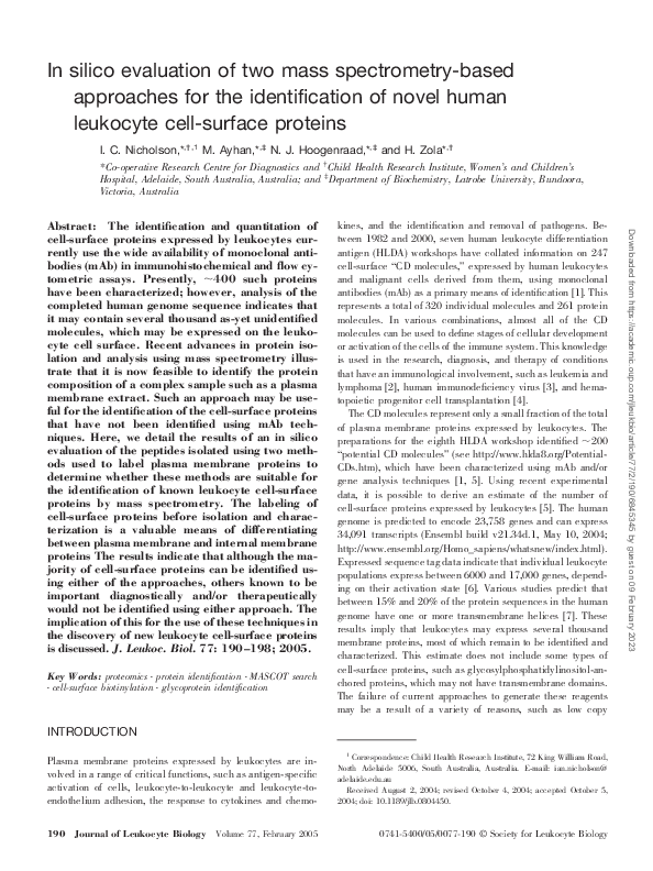 (PDF) In silico evaluation of two mass spectrometry-based approaches ...
