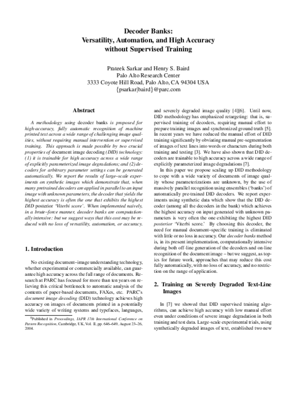 (PDF) Decoder Banks: Versatility, Automation, and High Accuracy without ...
