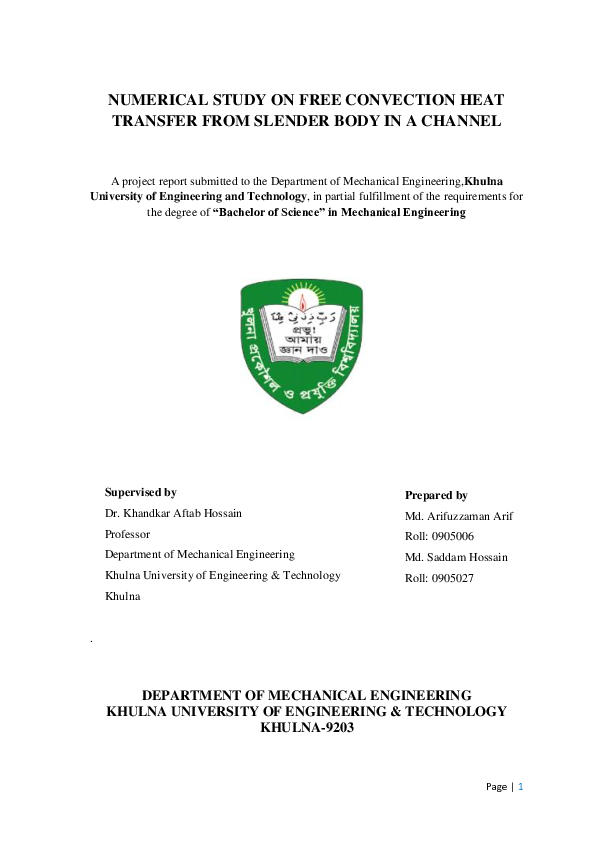 (PDF) Numerical Study on Free Convection Heat Transfer From Slender ...