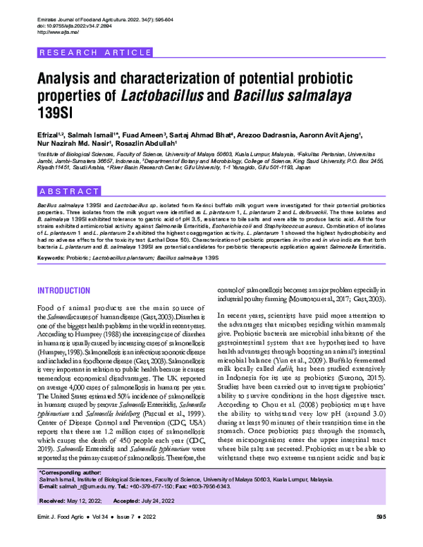 (PDF) Analysis and characterization of potential probiotic properties ...