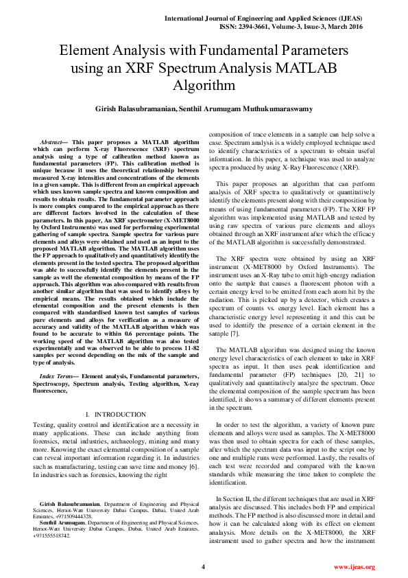 (PDF) Element Analysis with Fundamental Parameters using an XRF ...