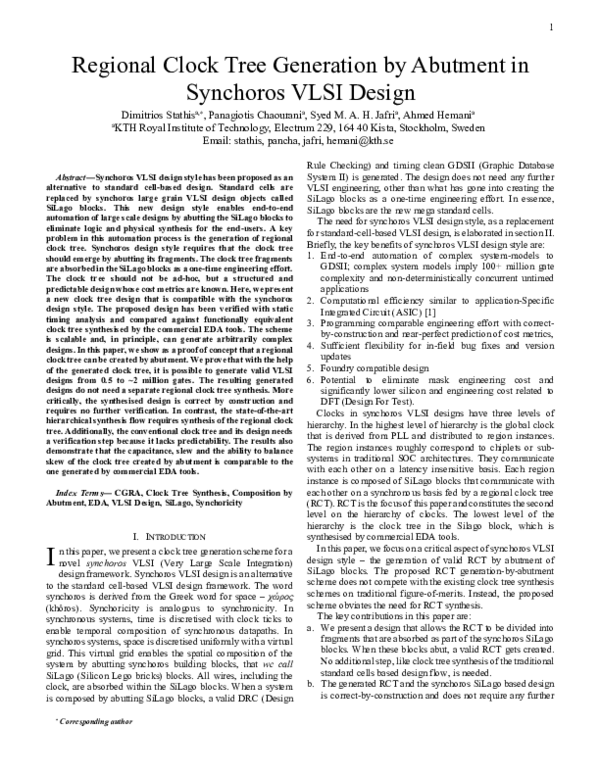 (PDF) Clock Tree Generation by Abutment in Synchoros VLSI Design