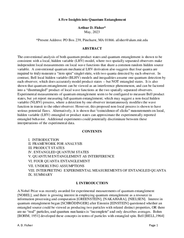 (PDF) A Few Insights into Quantum Entanglement 2