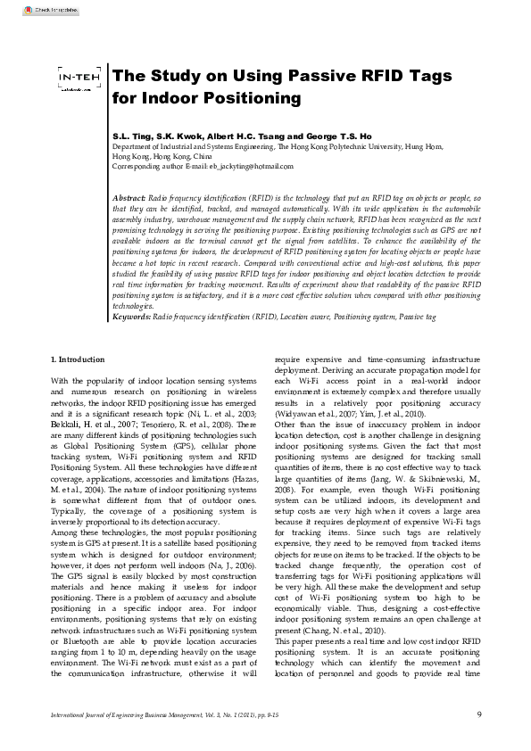 (PDF) The Study on Using Passive RFID Tags for Indoor Positioning