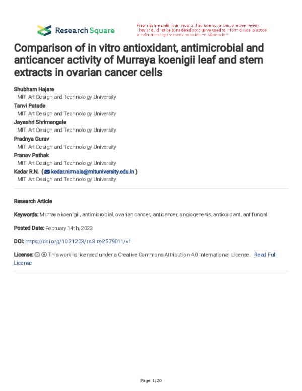 (PDF) Comparison of in vitro antioxidant, antimicrobial and anticancer ...