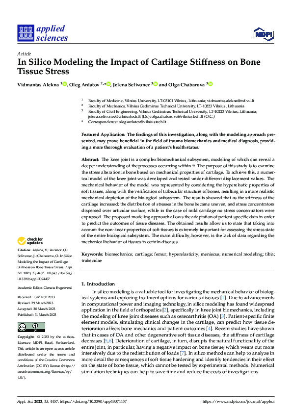 (PDF) In Silico Modeling the Impact of Cartilage Stiffness on Bone ...
