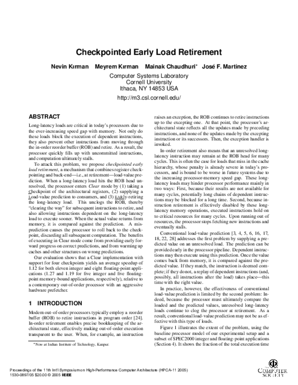 (PDF) Checkpointed early load retirement