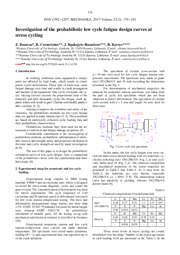 (PDF) Investigation of the probabilistic low cycle fatigue design ...
