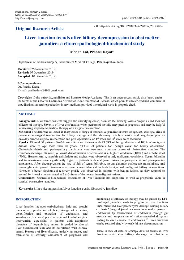 (PDF) Liver function trends after biliary decompression in obstructive ...