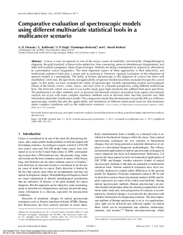 (PDF) Comparative evaluation of spectroscopic models using different ...