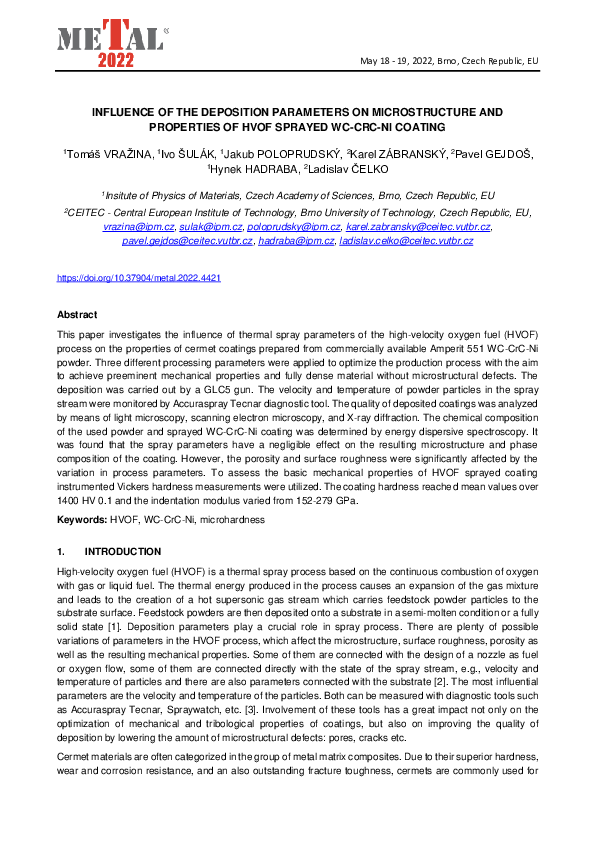 (PDF) Influence of the Deposition Parameters on Microstructure and ...