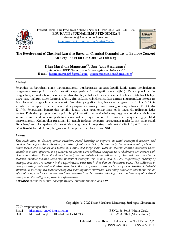 (PDF) The Development of Chemical Learning Based on Chemical ...
