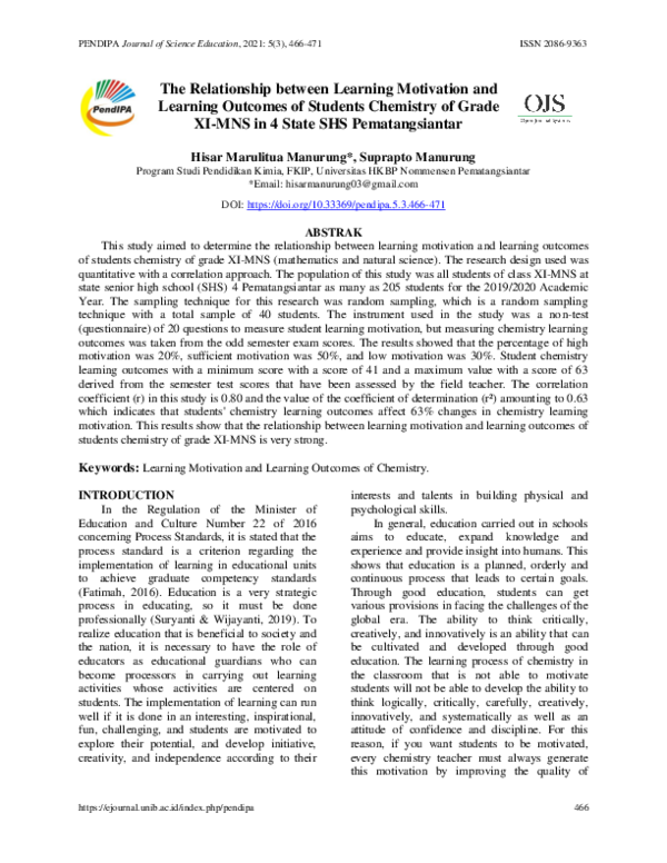 (PDF) The Relationship between Learning Motivation and Learning ...