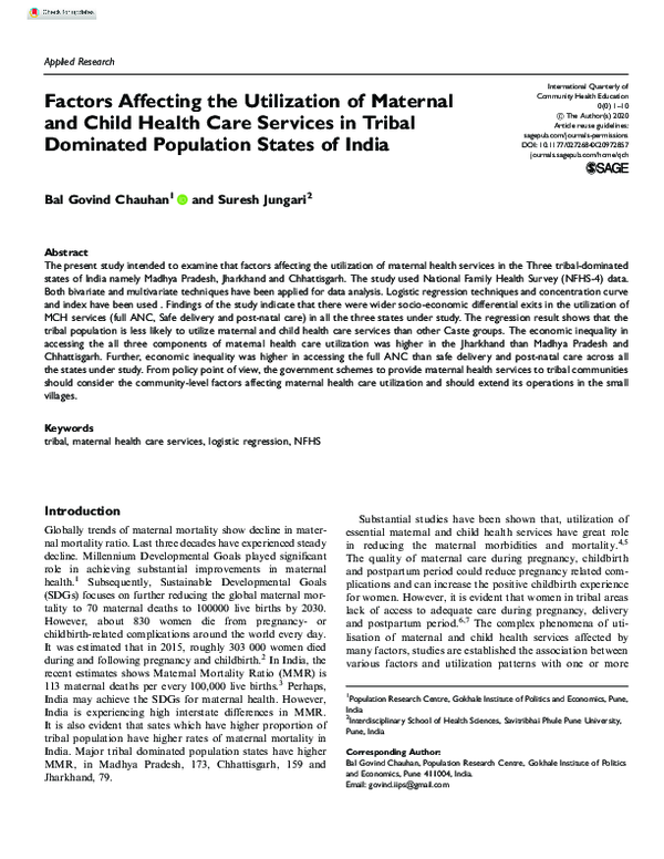 (PDF) Factors Affecting the Utilization of Maternal and Child Health ...