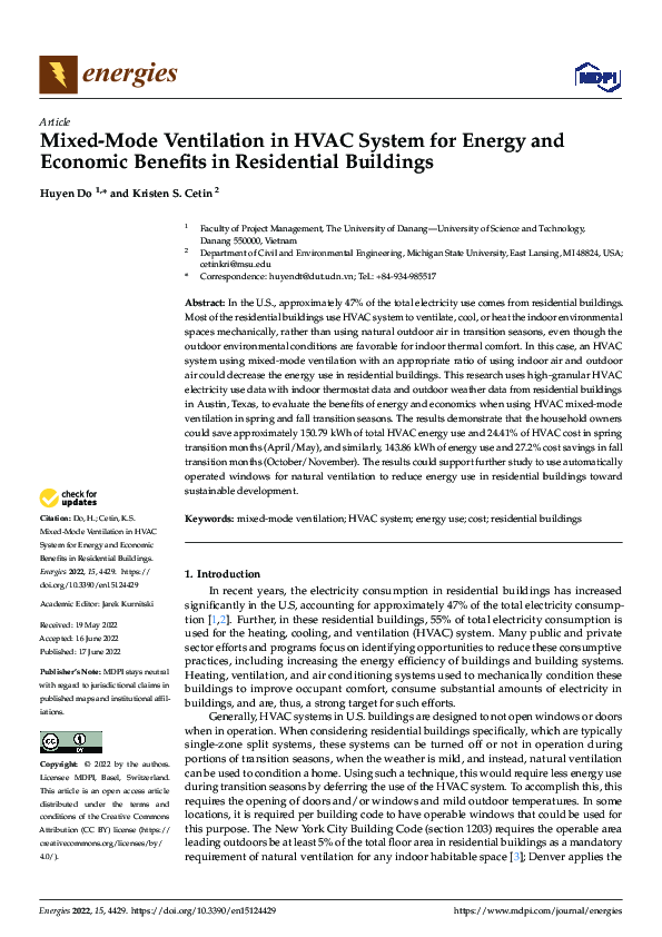 View of (PDF) Mixed-Mode Ventilation in HVAC System for Energy and Economic ...