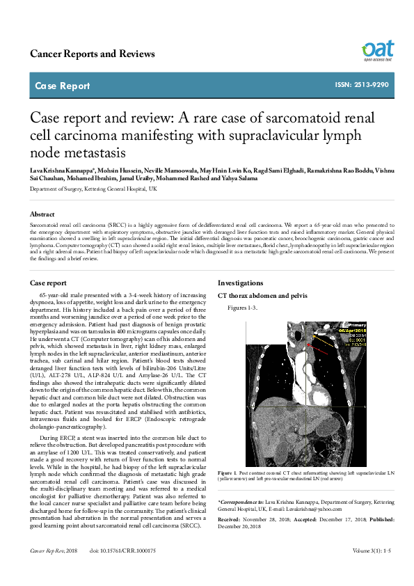 (PDF) Case report and review: A rare case of sarcomatoid renal cell ...