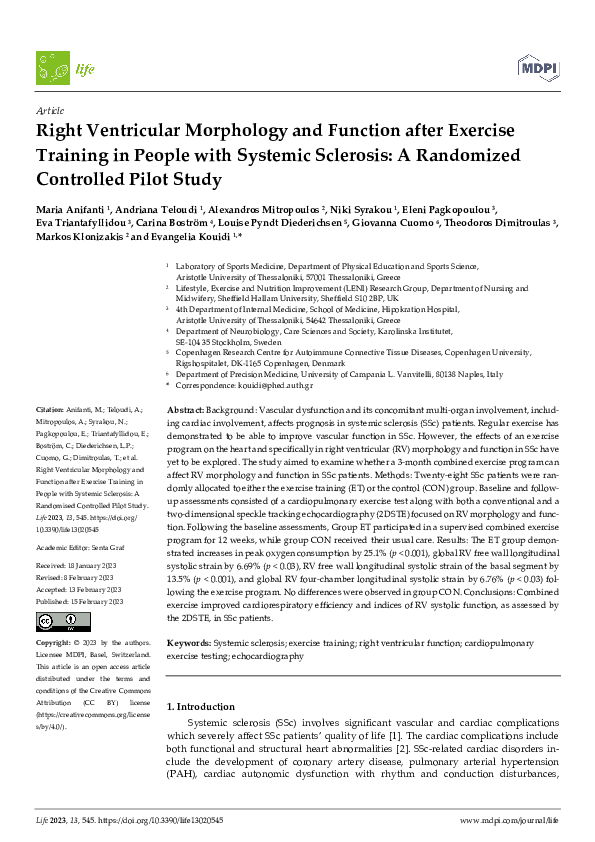 (PDF) Right Ventricular Morphology and Function after Exercise Training ...
