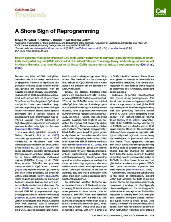 (PDF) A Shore Sign of Reprogramming