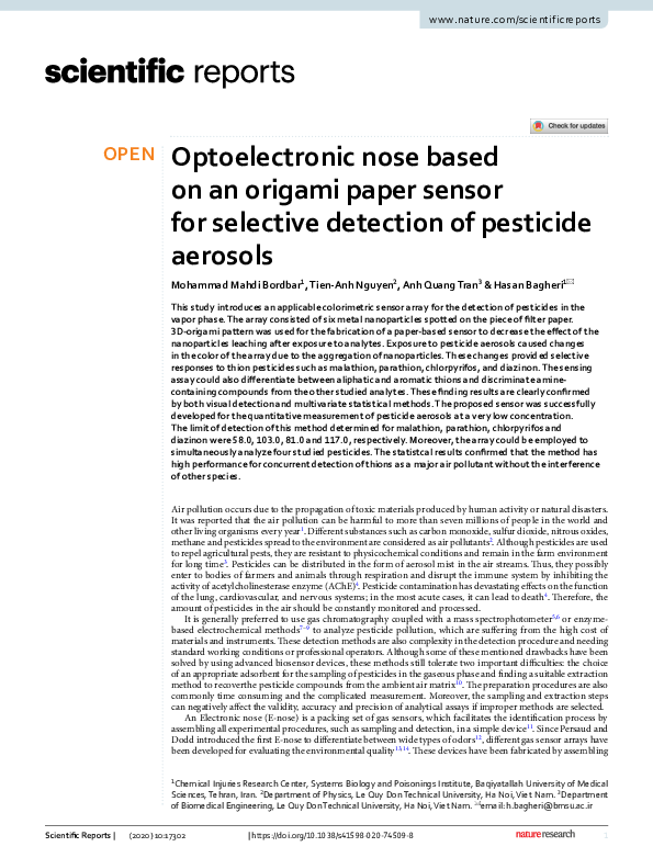 (PDF) Optoelectronic nose based on an origami paper sensor for selective detection of pesticide