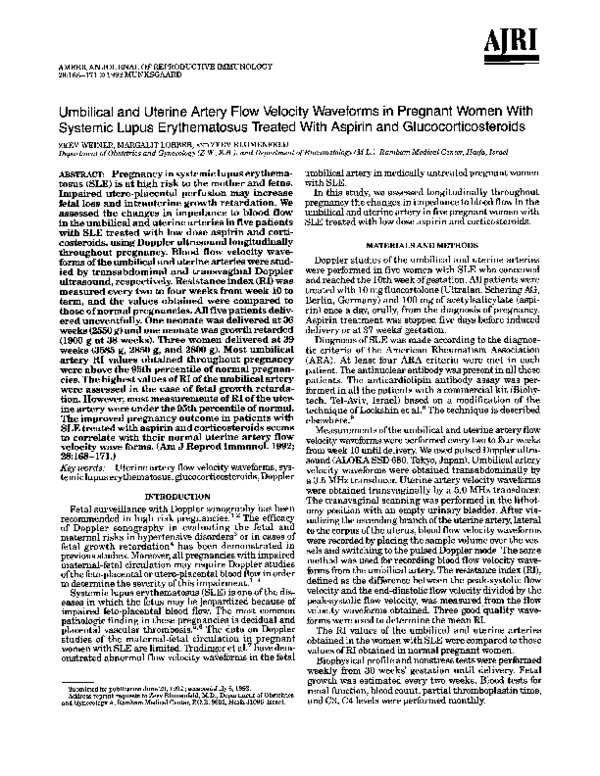 (PDF) Umbilical and Uterine Artery Flow Velocity Waveforms in Pregnant