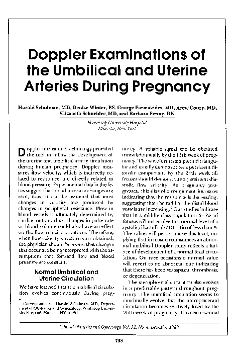 (PDF) Doppler Examinations of the Umbilical and Uterine Arteries During ...