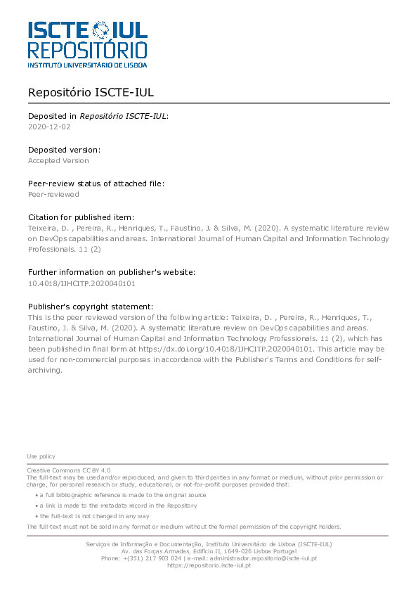 (PDF) A Systematic Literature Review on DevOps Capabilities and Areas
