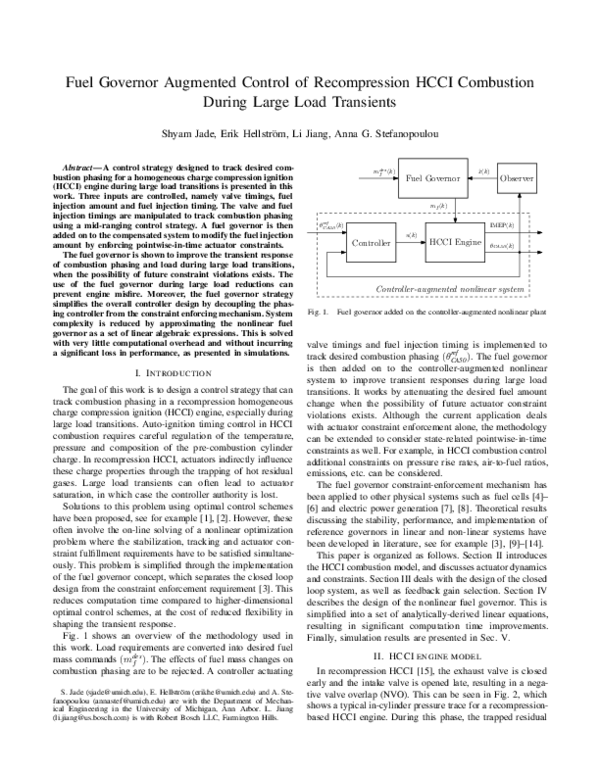(PDF) Fuel governor augmented control of recompression HCCI combustion ...