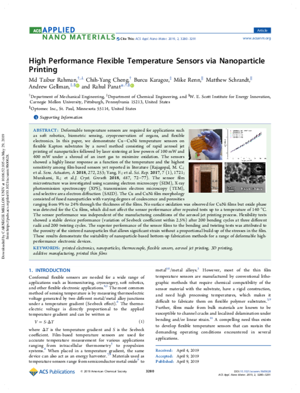 (PDF) High Performance Flexible Temperature Sensors via Nanoparticle ...