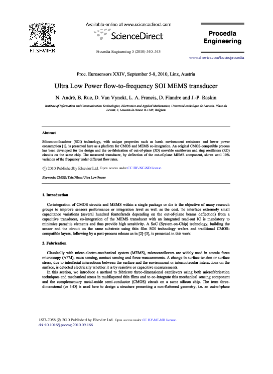 (PDF) Ultra low power flow-to-frequency SOI MEMS transducer
