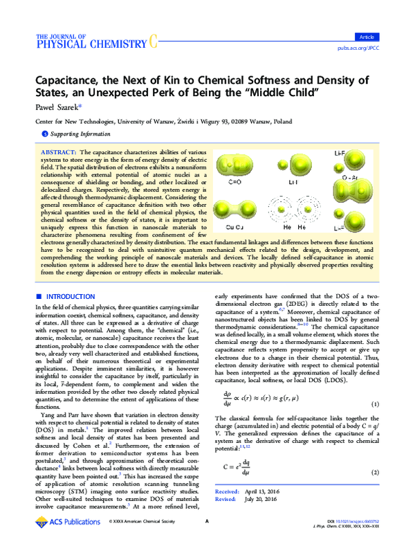 (PDF) Capacitance, the Next of Kin to Chemical Softness and Density of ...