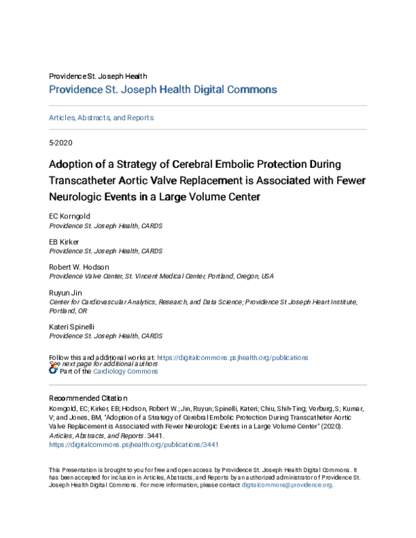 (PDF) Adoption of a Strategy of Cerebral Embolic Protection During ...
