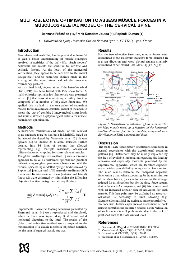 (PDF) MULTI-OBJECTIVE OPTIMISATION TO ASSESS MUSCLE FORCES IN A ...