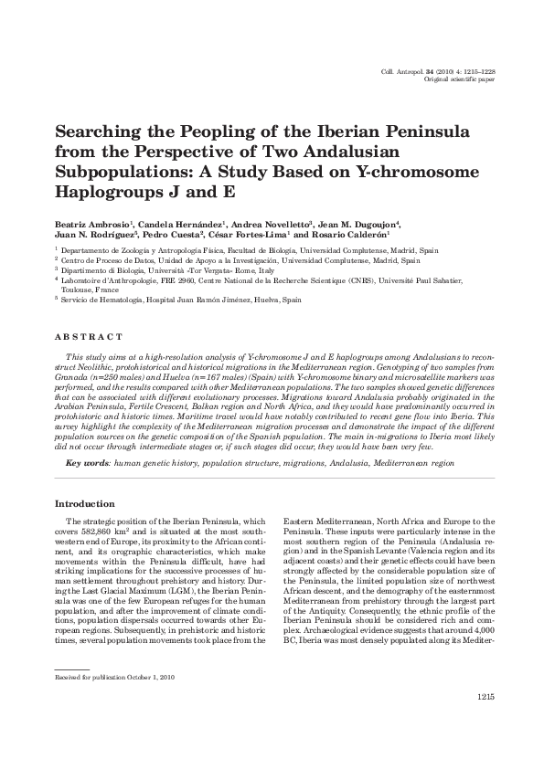 (PDF) Searching the peopling of the Iberian Peninsula from the ...