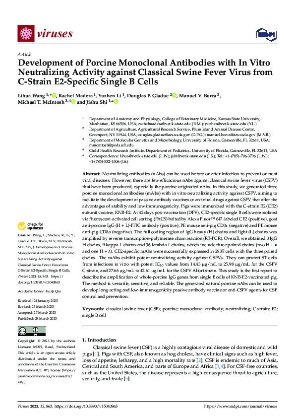 (PDF) Development of Porcine Monoclonal Antibodies with In Vitro ...