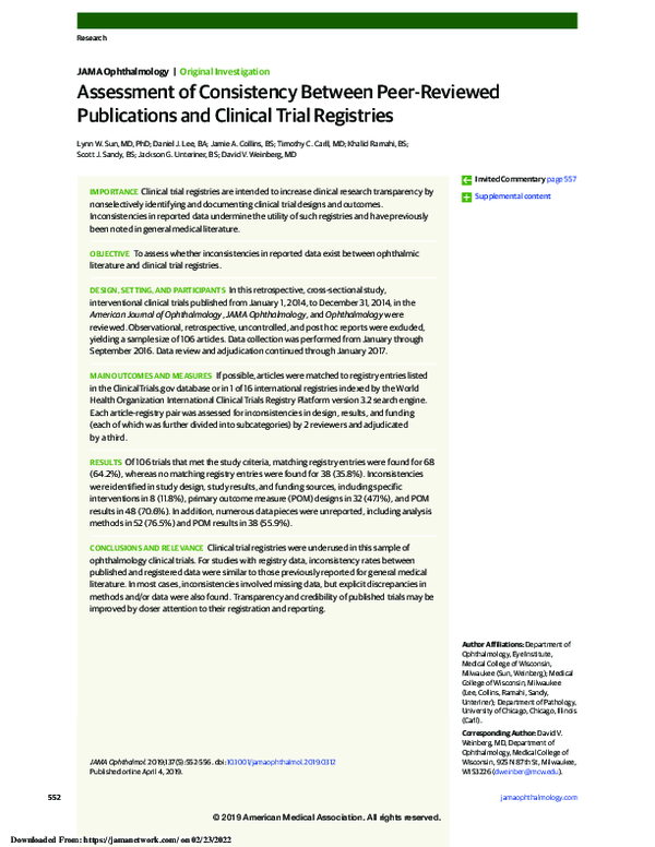 (PDF) Assessment of Consistency Between Peer-Reviewed Publications and ...