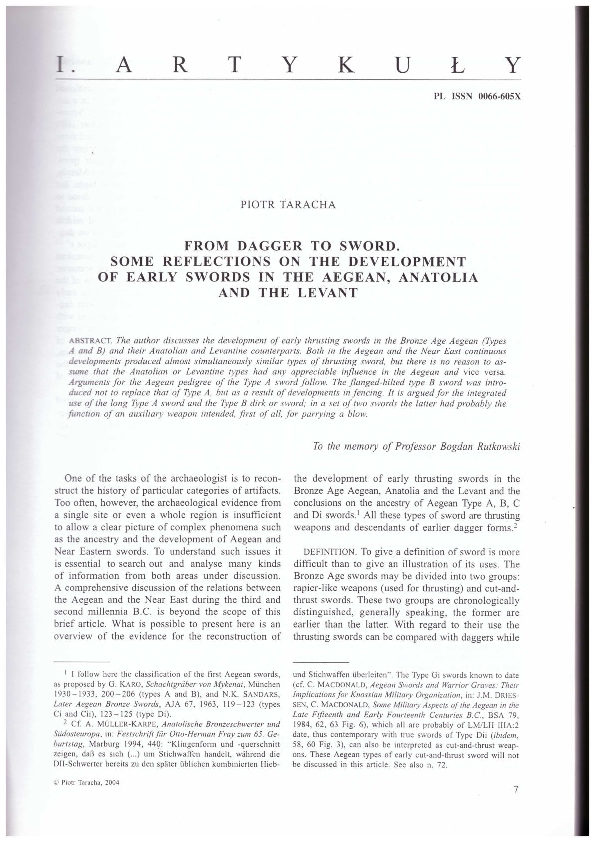 (PDF) From Dagger to Sword. Some Reflections on the Development of ...